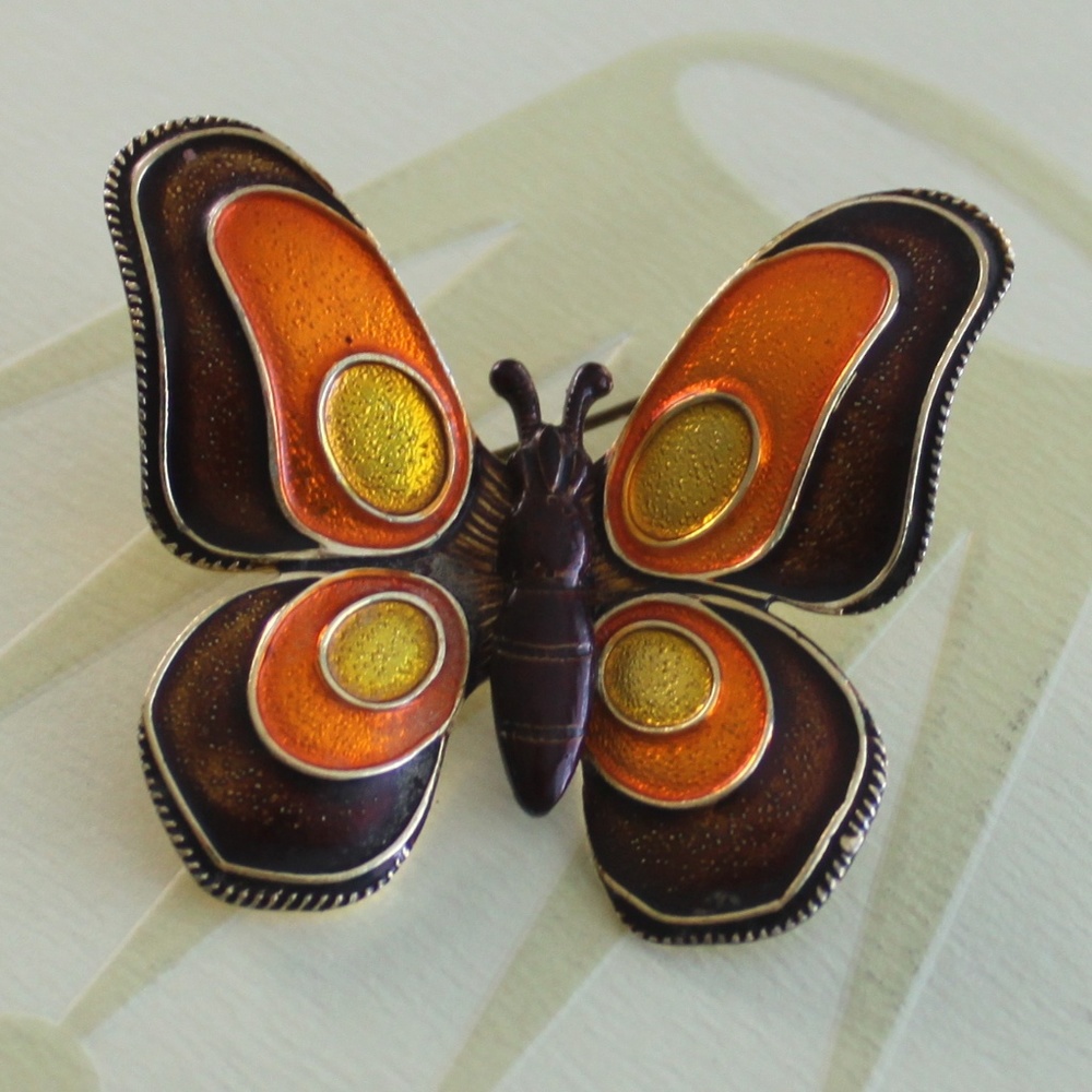 Vintage Stamped Metal Butterfly Pin